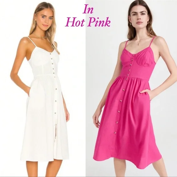 ROLLA'S Dresses Rollas Eve Linen Dress In Magentahot Pink